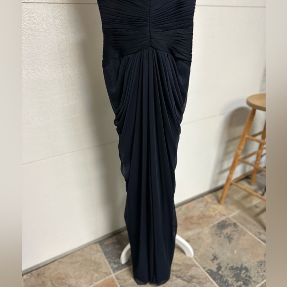 Adrianna Papell Ladies Formal Navy Ruche Small Cap Sleeve With Lace Size 4 EUC - Picture 11 of 16